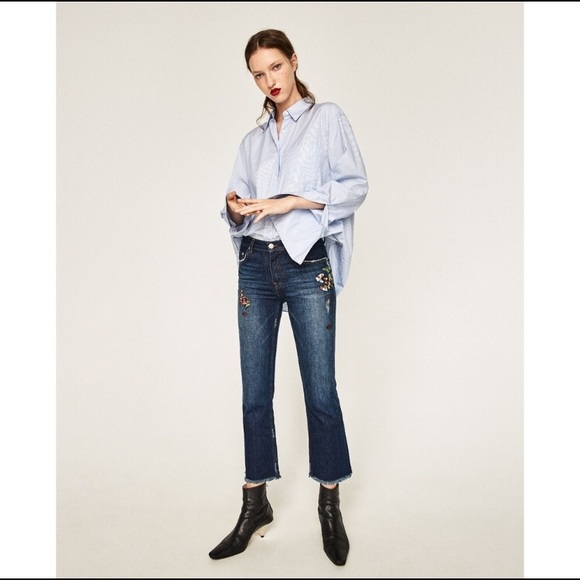 Zara Denim - NWOT Zara Premium Denim floral embroidered, 4